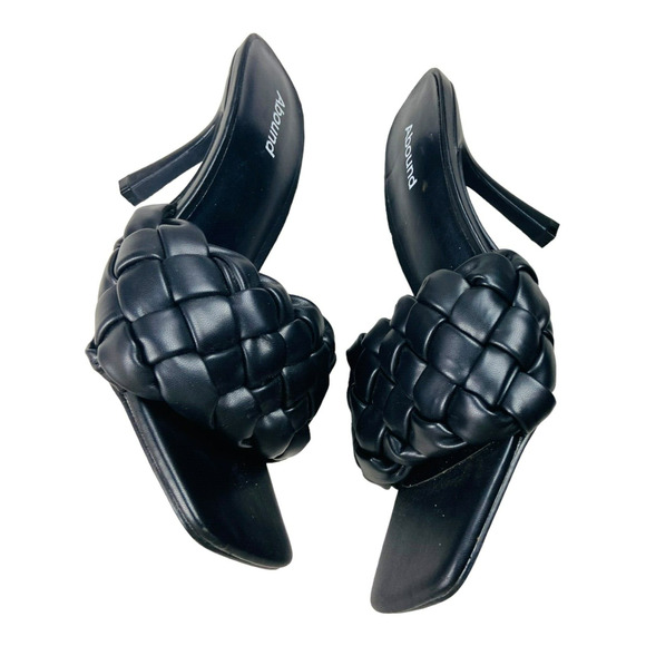 Abound Abmyley Womens Heels Slip On Sandals Braided Faux Leather Straps Black 9M - Picture 5 of 8